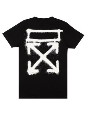 Off-White Spray Marker Slim Cotton Tee 'Black/White'/Size: Medium